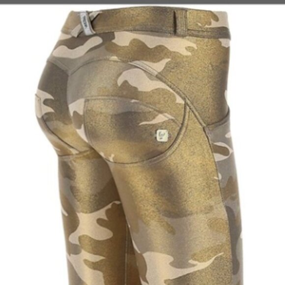 New with tags Freddy WR. UP Gold Glitter Camo High Waist Button Fly Pants S - Picture 2 of 14